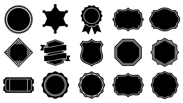 Set of various black vintage frames and decorative ornamental labels isolated on a white background for graphic design projects