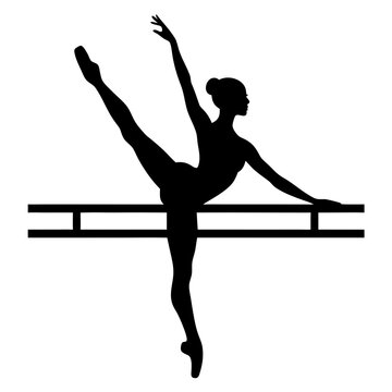 Ballet Barre Stretch, Dancer Warm Up, Ballet Exercise Graphic, Graceful Dancer Pose, Silhouette Flexibility, Pointe Training for Blogs, Websites, Cards, Education, Performance Preparation