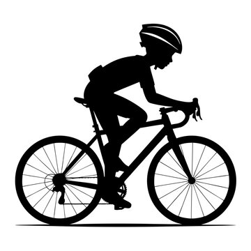 Boy Cycling Training Silhouette with Helmet on Road Bike for Youth Fitness, Child Sports, Junior Athlete Development, and Active Lifestyle Promotion