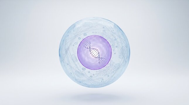 Eukaryotic cell structure with nucleus and DNA genetics study health science education eukaryotic genetics microscopic organelle biological biomedical research scientific education