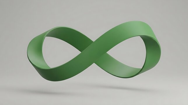 Green infinity loop symbol on a neutral grey background.
