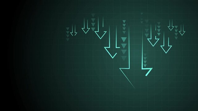 Dark background with grid and multiple outlined downward arrows animation