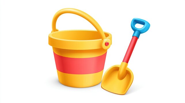 Colorful Beach Bucket and Shovel for Sandbox Play