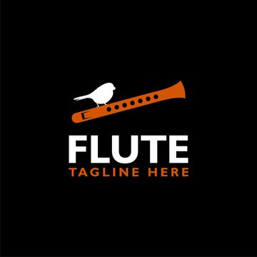 Flute bird logo icon isolated on black background