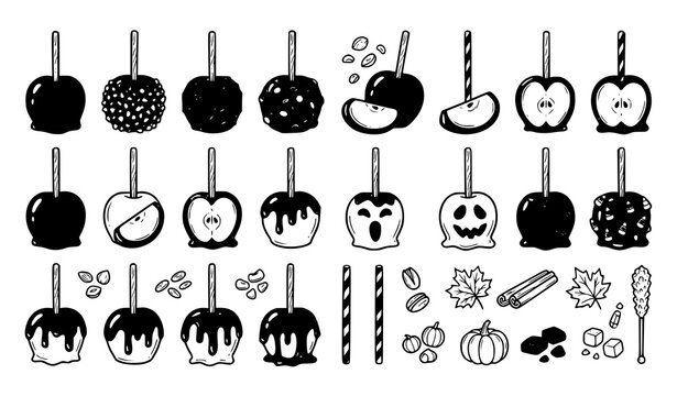 Hand Drawn Caramel Candy Apple Vector Illustration