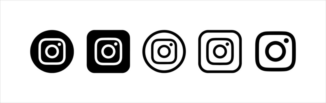 Instagram icons outline and solid vector pack for web app. Modern Social Media Icons Set