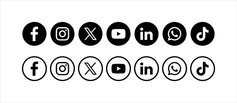 Social media modern outline and solid web icon set new update. Modern Social Media Icons Set