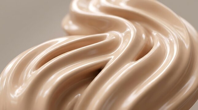 Creamy liquid foundation texture, beige cosmetic swirl macro, smooth makeup product sample for beauty advertising
