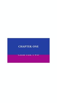 Royal blue and magenta overlapping chapter title cards sliding past each other while expanding letter spacing on white background loop