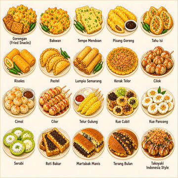 Indonesian Snacks Illustration Collection