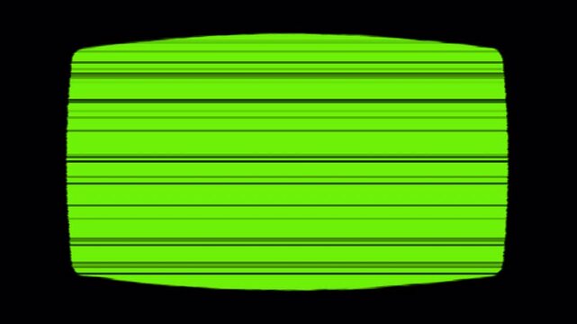 Green CRT Monitor Glitch Screen with Analog Scanlines. 4k