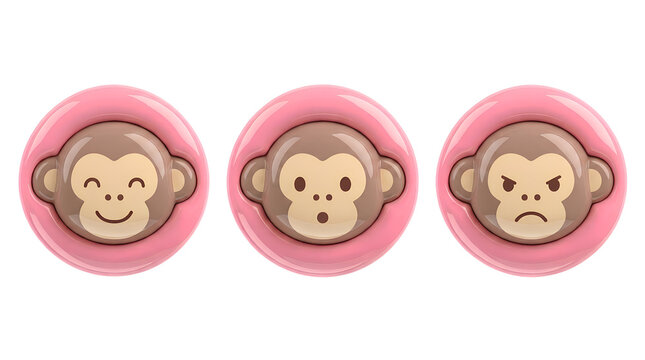 3D Puffy Monkey Icon Set