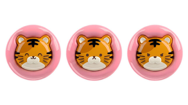 3D Puffy Tiger Icon Set