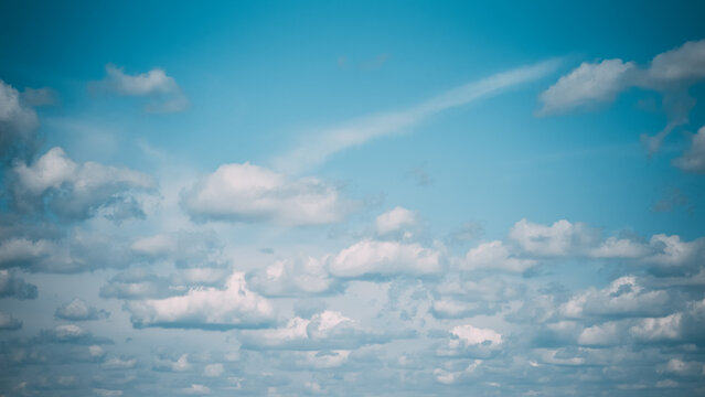 Beautiful blue sky with clouds, beautiful summer sky landscape