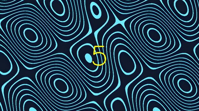Abstract blue line pattern with number five on dark background
