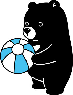 bear polar icon teddy cartoon character beach ball illustration symbol black design