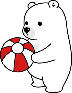 bear polar icon teddy cartoon character beach ball illustration symbol white design