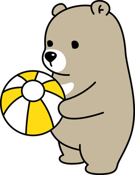 bear polar icon teddy cartoon character beach ball illustration symbol brown design