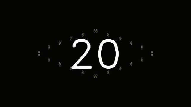 Minimalist black and white countdown timer with number twenty