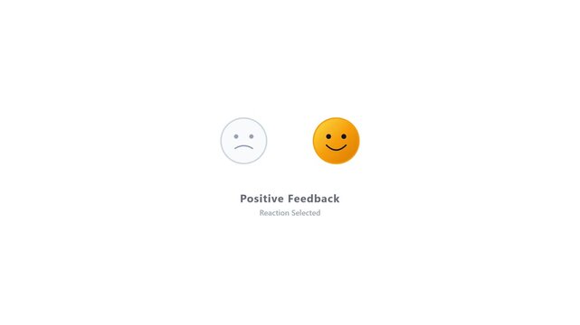 Positive customer feedback reaction selection with happy smile emoji user interface animation for web survey application graphic design template