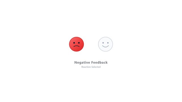 Negative customer feedback reaction selection with sad angry red emoji user interface animation for web survey application graphic design template