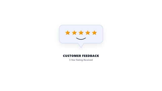 Positive five star customer feedback speech bubble with smile line user interface animation for service satisfaction review web design template