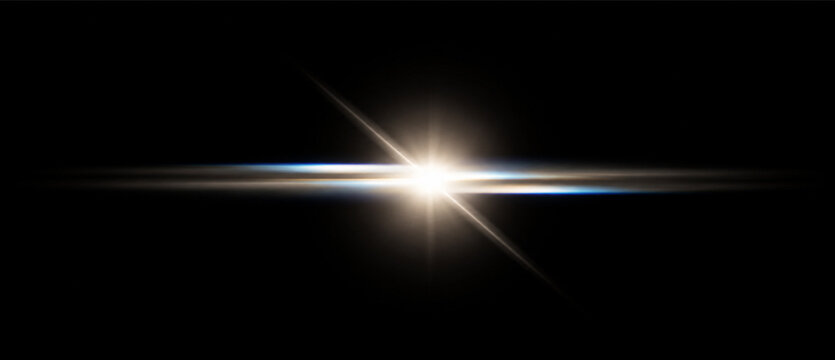 White anamorphic flare PNG transparent overlay with glowing horizontal optical light streak