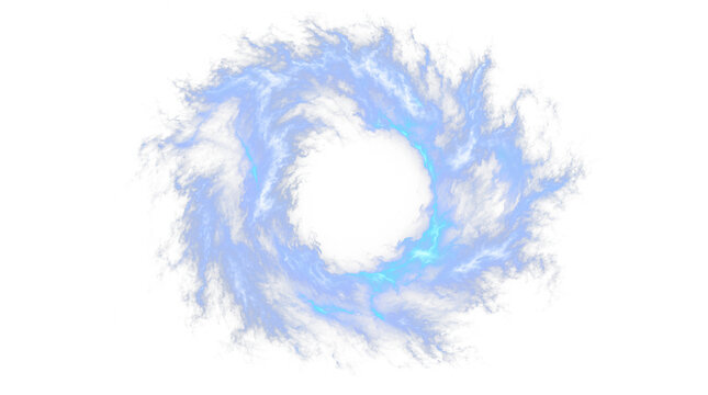 Blue vortex lens flare PNG transparent overlay with glowing spiral energy ring, on transparent background