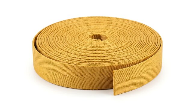Yellow Fabric Webbing Roll Isolated on White Background