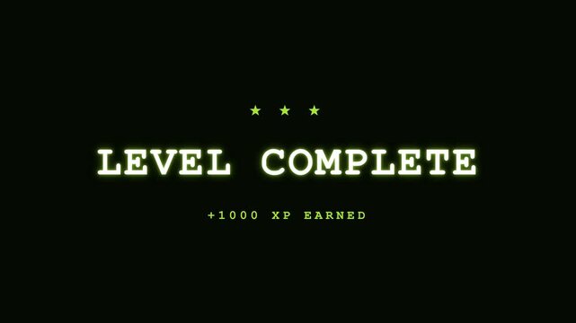 Retro game loading bar gaining XP and level complete screen