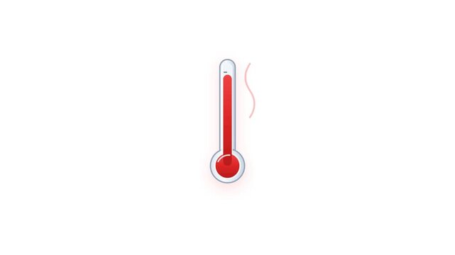 Animated red thermometer showing high temperature heat waves for weather forecast global warming or medical fever diagnostic video template