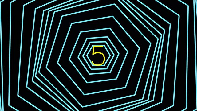 Abstract geometric hexagon pattern with number five in center