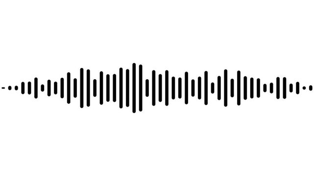 Black audio waveform sound wave animating on white background