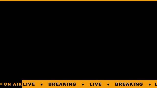Yellow breaking news lower third ticker banner with scrolling text