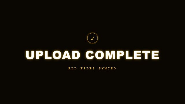 Upload progress bar animation transitioning to upload complete screen