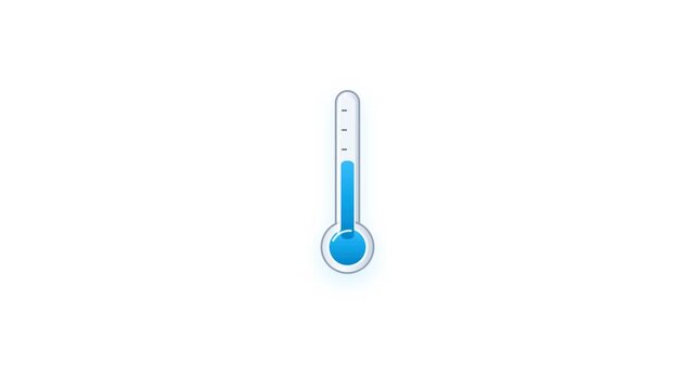 Animated blue thermometer temperature measurement scale for freezing cold weather winter climate condition and meteorology graphic design