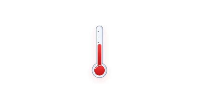 Animated red thermometer temperature measurement scale for weather forecast healthcare application and global warming climate graphic design