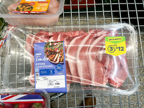 A pack of port loin chops in a supermarket is offered as part of a multi buy deal whereby you get a discount for buying three discounted items.