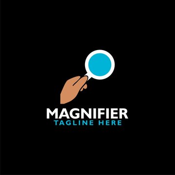 Magnifying glass logo icon isolated on black background