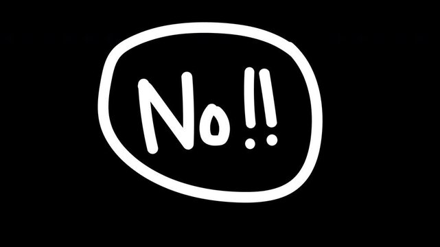 Comic expression hand drawn text NO ! in doodle style 4k in white background