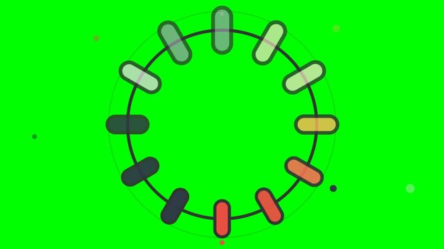 Colorful Loading Progress Bar Circle Vector Icon Animation Element Isolated on Green Screen Chroma Key Background