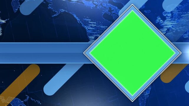 News Broadcast Motion Graphic Package with Chroma Key Green Screen Screen Replacement and World Map Backdrop