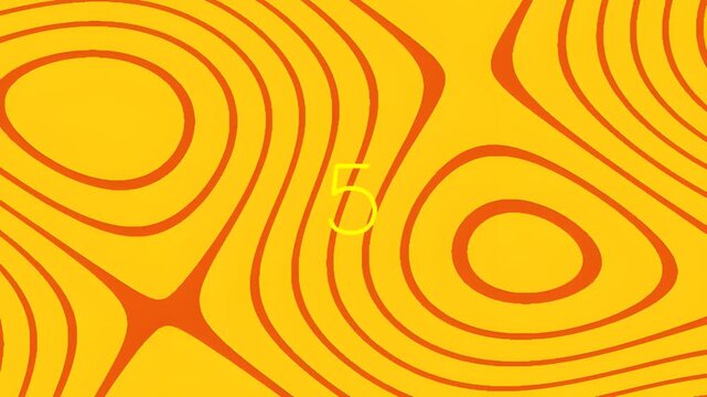 Abstract yellow and orange wavy pattern with number five