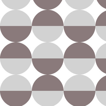 Geometric pattern of maroon and gray half circles creates a repeating design