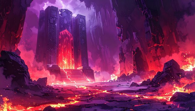 Underground Boss Chamber Watercolor RPG Illustration Background