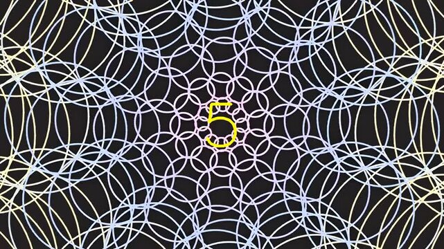 Abstract geometric pattern with overlapping circles and number five