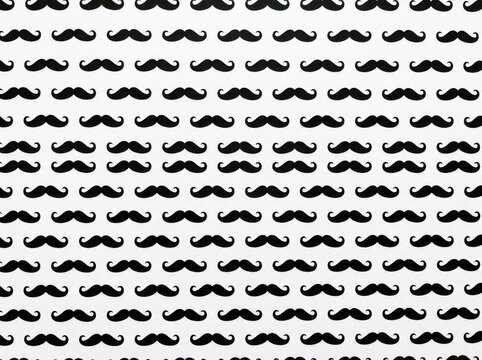 Seamless pattern with black mustaches isolated on white background