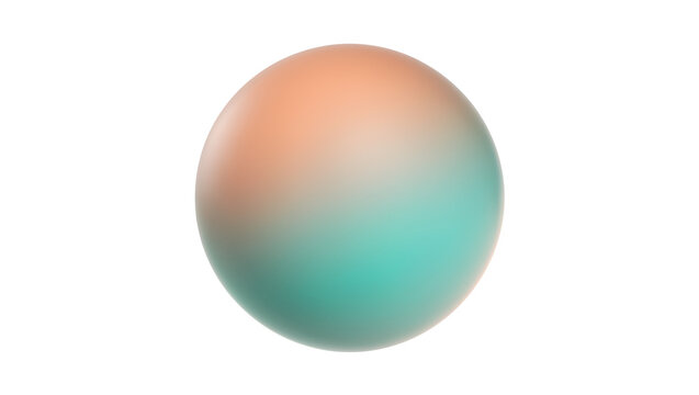 Isolated abstract gradient sphere featuring soft peach and teal color transition, modern design