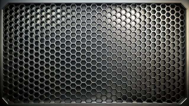 Abstract Metallic Hexagonal Grid Pattern Texture Industrial Design Element