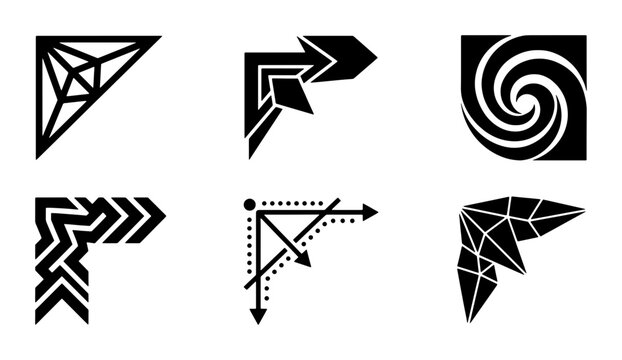 Geometric Corner Accents, Abstract Decorative Borders, Modern Vector Design Elements, Minimalist Graphic Ornaments